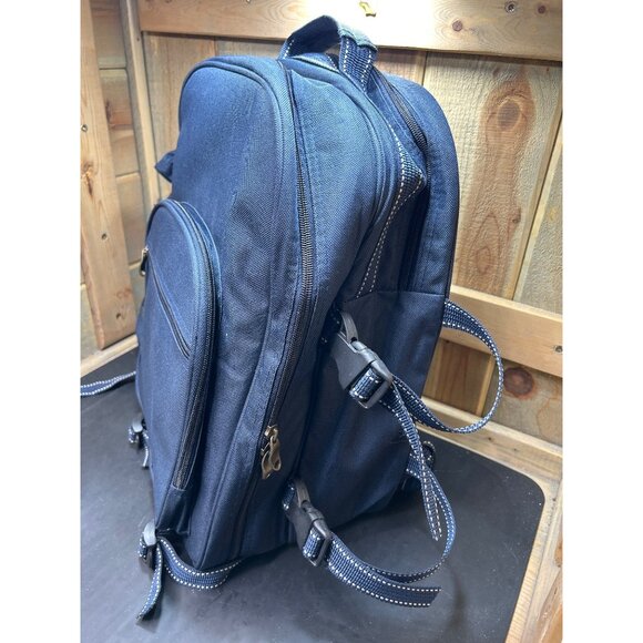 Four Person Navy Picnic Backpack W/ Cutlery Plates Napkins & Cutting Board Set - Picture 4 of 11